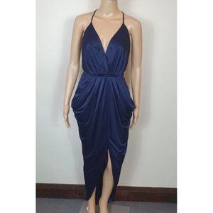 Sheike Destiny maxi dress Sze 12 navy blue Draped Sleeveless cocktail formal